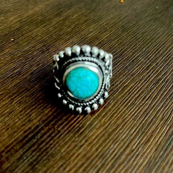 Turquoise and silver adjustable ring